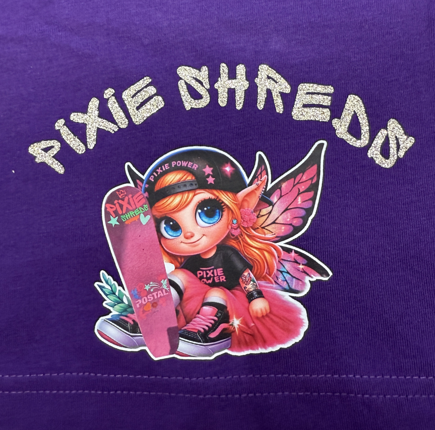 PIXIE SHREDS 'PIXIE POWER' T-Shirt kids with custom bling