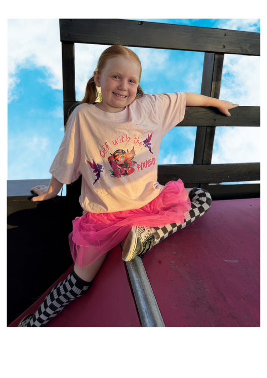 PIXIE SHREDS 'OFF WITH THE PIXIES' Unisex T-Shirt kids with custom hand applied bling