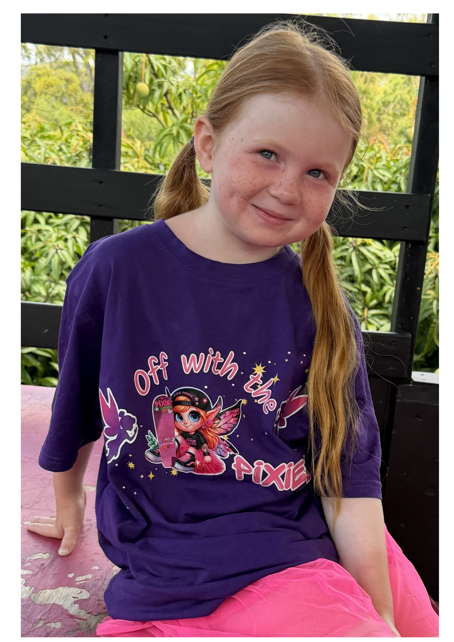 PIXIE SHREDS 'OFF WITH THE PIXIES' Unisex T-Shirt kids with custom hand applied bling
