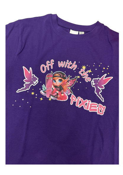 PIXIE SHREDS 'OFF WITH THE PIXIES' Unisex T-Shirt kids with custom hand applied bling