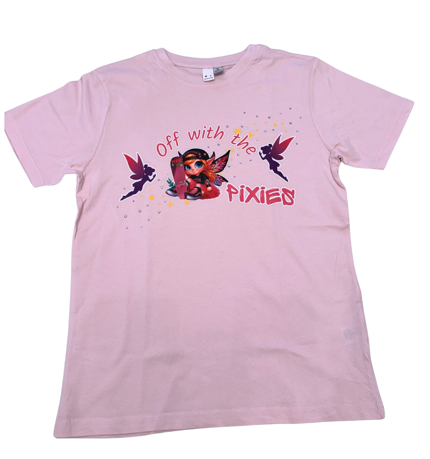 PIXIE SHREDS 'OFF WITH THE PIXIES' Unisex T-Shirt kids with custom hand applied bling